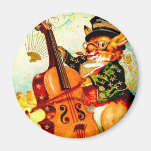 Antikes Kaninchen spielt mit Violin-Ostergruß Magnet