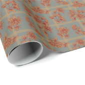 Antikes Karo-Botanik Geschenkpapier (Rolleneckpunkt)