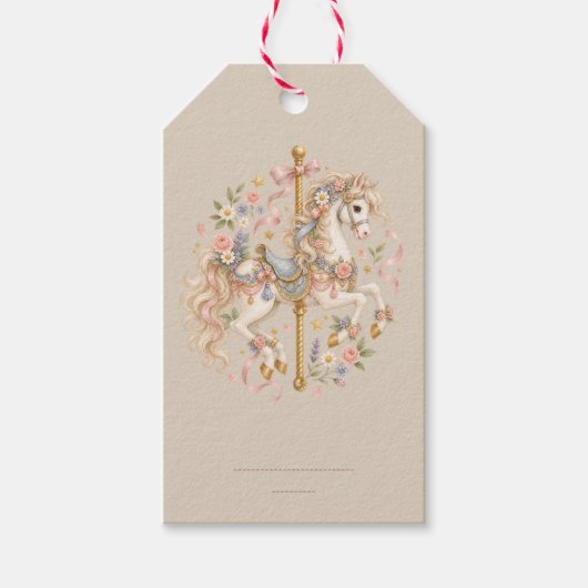 Antikes Karussellpferd Cottagecore-Geschenk Geschenkanhänger (Vorderseite)