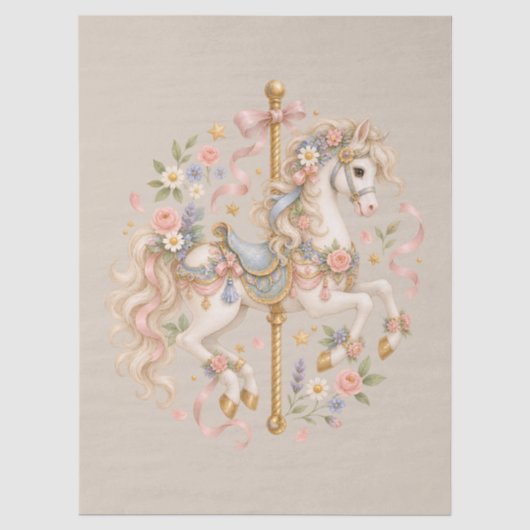 Antikes Karussellpferd Cottagecore-Geschenk  Seidenpapier (Vorderseite)