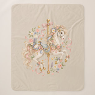 Antikes Karussellpferd Cottagecore-Geschenk Sherpadecke
