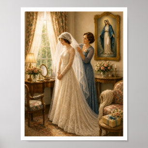 Antikes katholisches Brautschleier-Marien-Hochzeit Poster