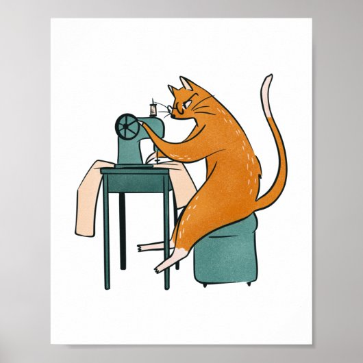 Antikes Katzennähen Poster (Vorne)