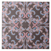 Antikes Keramikfliese mit Paisley-Rollenmuster in (Vorderseite)