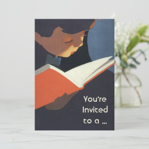 Antikes Kind liest ein Buch aus der Bibliothek Einladung