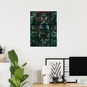 Antikes Kirchenfenster mit Buntglas Poster
