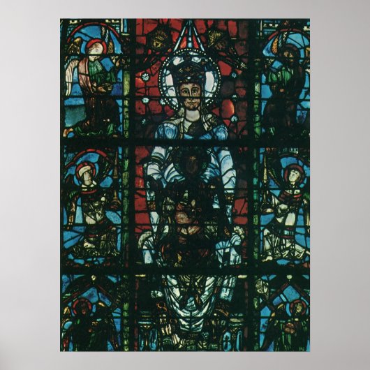 Antikes Kirchenfenster mit Buntglas Poster (Vorne)
