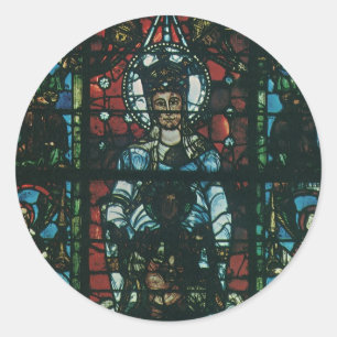 Antikes Kirchenfenster mit Buntglas Runder Aufkleber