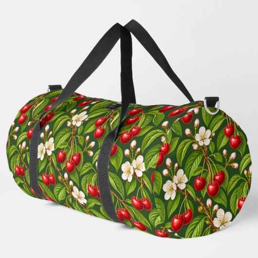 Antikes Kirsch-Botanik-Blumenmuster Duffle Bag (Linke Ecke)