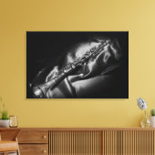 Antikes Klarinettenleben, B&W Leinwanddruck (Insitu (Wohnzimmer))