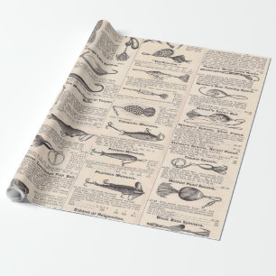 Antikes Köderkatalog-Seite Vintage-Druck Geschenkpapier