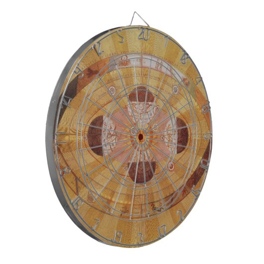 Antikes kopernikanisches Sonnensystem, Vintage Ast Dartscheibe (Vorderseite Links)