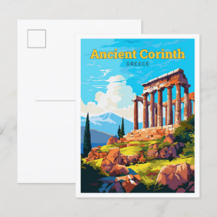 Antikes Korinth Griechenland Reise Vintage-Illustr Postkarte