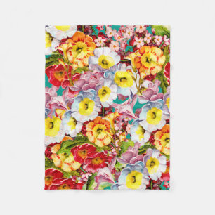 Antikes Kunst Blumenmuster Frühlingsblumen Primel Fleecedecke