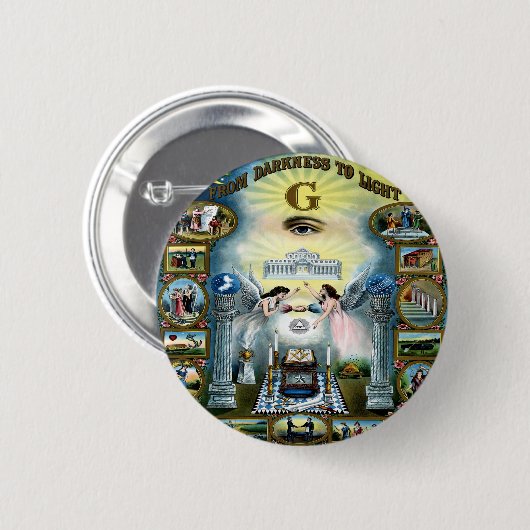 Antikes Kunsthandwerk Freimaurerei Masonic Hazen Button (Vorne & Hinten)