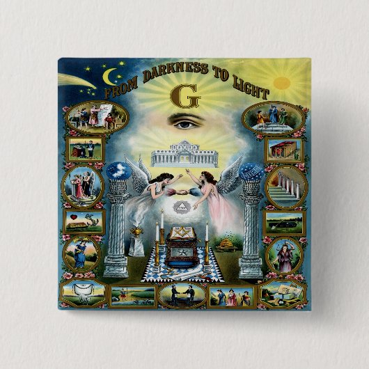 Antikes Kunsthandwerk Freimaurerei Masonic Hazen Button (Vorderseite)