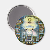 Antikes Kunsthandwerk Freimaurerei Masonic Hazen Magnet (Vorderseite/Rückseite)
