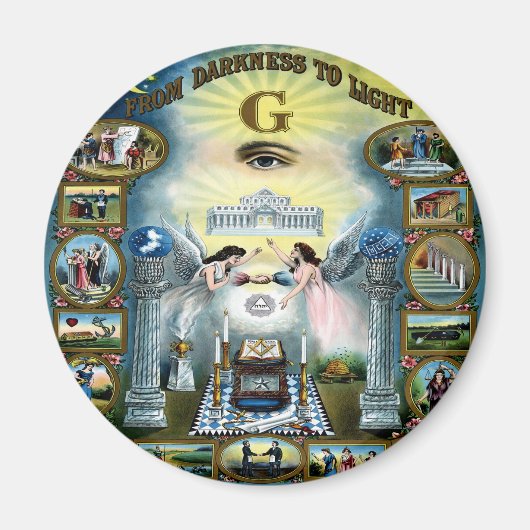 Antikes Kunsthandwerk Freimaurerei Masonic Hazen Magnet (Vorne)