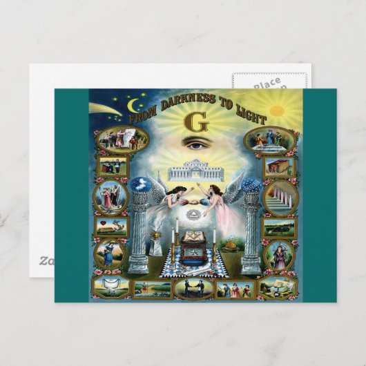 Antikes Kunsthandwerk Freimaurerei Masonic Hazen Postkarte (Vorne/Hinten)