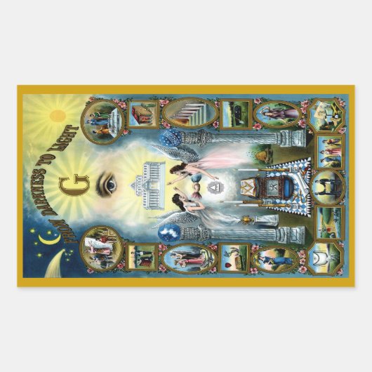Antikes Kunsthandwerk Freimaurerei Masonic Hazen Rechteckiger Aufkleber (Vorderseite)