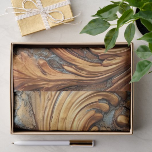 Antikes Kupfer rostig Barockschmuck staubig blau Seidenpapier (Geschenk)