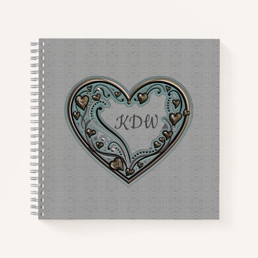 Antikes Kupferherz Notizblock (Vorderseite)