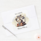 Antikes Kupfertelefon Buchzeichen Quadratischer Aufkleber (Umschlag)