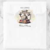 Antikes Kupfertelefon Buchzeichen Quadratischer Aufkleber (Tasche)