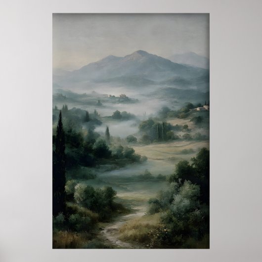 Antikes Landschaftsbild, Grüne Berglandschaft Poster (Vorne)