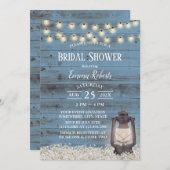 Antikes Laternengebirge Rustikales Dusty Blue Brau Einladung (Vorne/Hinten)