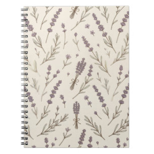 Antikes Lavendel-Botanik-Blumen-Notizbuch Notizblock
