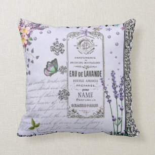 Antikes Lavendel-Collage lila Kissen
