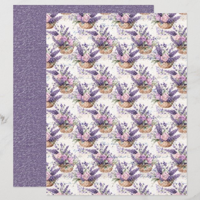 Antikes Lavendel-Journal-Papierblatt (Vorne/Hinten)