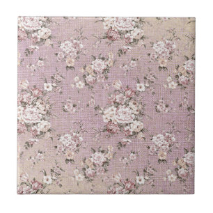 Antikes Lavendel-Rosa-Rosen-Blumen-Florales Design Fliese