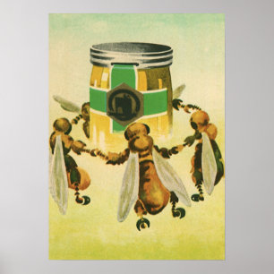 Antikes Lebensmittel, Organische Honigbienen tanze Poster