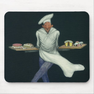 Antikes Lebensmittelgeschäft, Bäcker mit Gebäckdes Mousepad