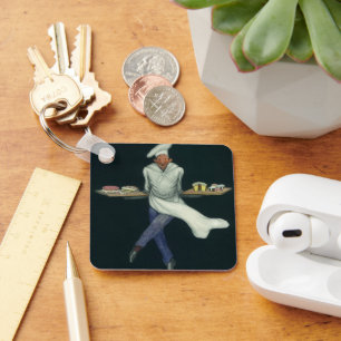 Antikes Lebensmittelgeschäft, Bäcker mit Gebäckdes Schlüsselanhänger