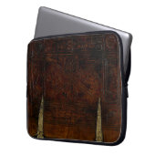 Antikes Leder mit Messingverschlüssen Laptopschutzhülle (Vorderseite Links)