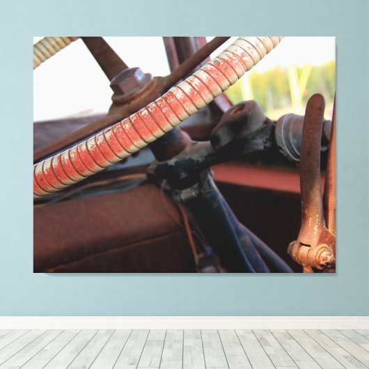 Antikes Lenkrad Leinwanddruck (Insitu (Holzboden))