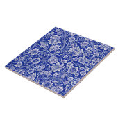 Antikes leuchtend blaues Blumenmuster Fliese (Seite)