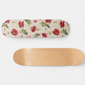 Antikes leuchtend rotes Mohnblumenmuster Skateboard (Horizontal)