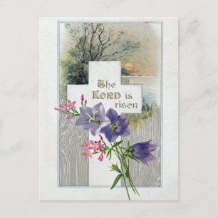Antikes lila rosa florales Kreuz Antique Ostern Feiertagspostkarte