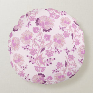 Antikes lila und rosa florales Design Rundkissen Rundes Kissen