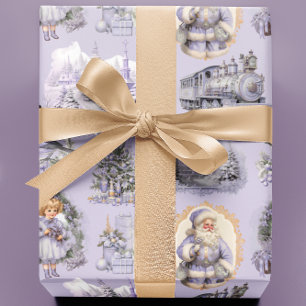 Antikes lila viktorianisches Weihnachtspapier Geschenkpapier