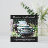 Antikes LKW-Ruhestands-Party Einladung (Stehend Vorderseite)