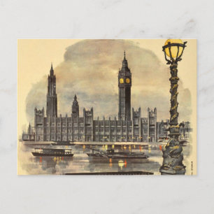 Antikes London Reise Big Ben Parlament Postkarte