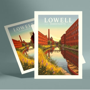 Antikes Lowell Massachusetts Postkarte