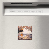 Antikes Mädchen liest unter einem Baum Magnet (In Situ (Geschirrspüler))