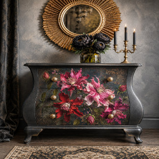 Antikes Magenta-Orchideen-Botanik-Decoupage-Papier Seidenpapier