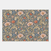 Antikes Marineblau-Blumenmuster Geschenkpapier Set (Vorderseite)